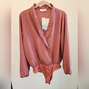 Nwt stitch fix heatherly mauve Ellison surplice bodysuit large petite